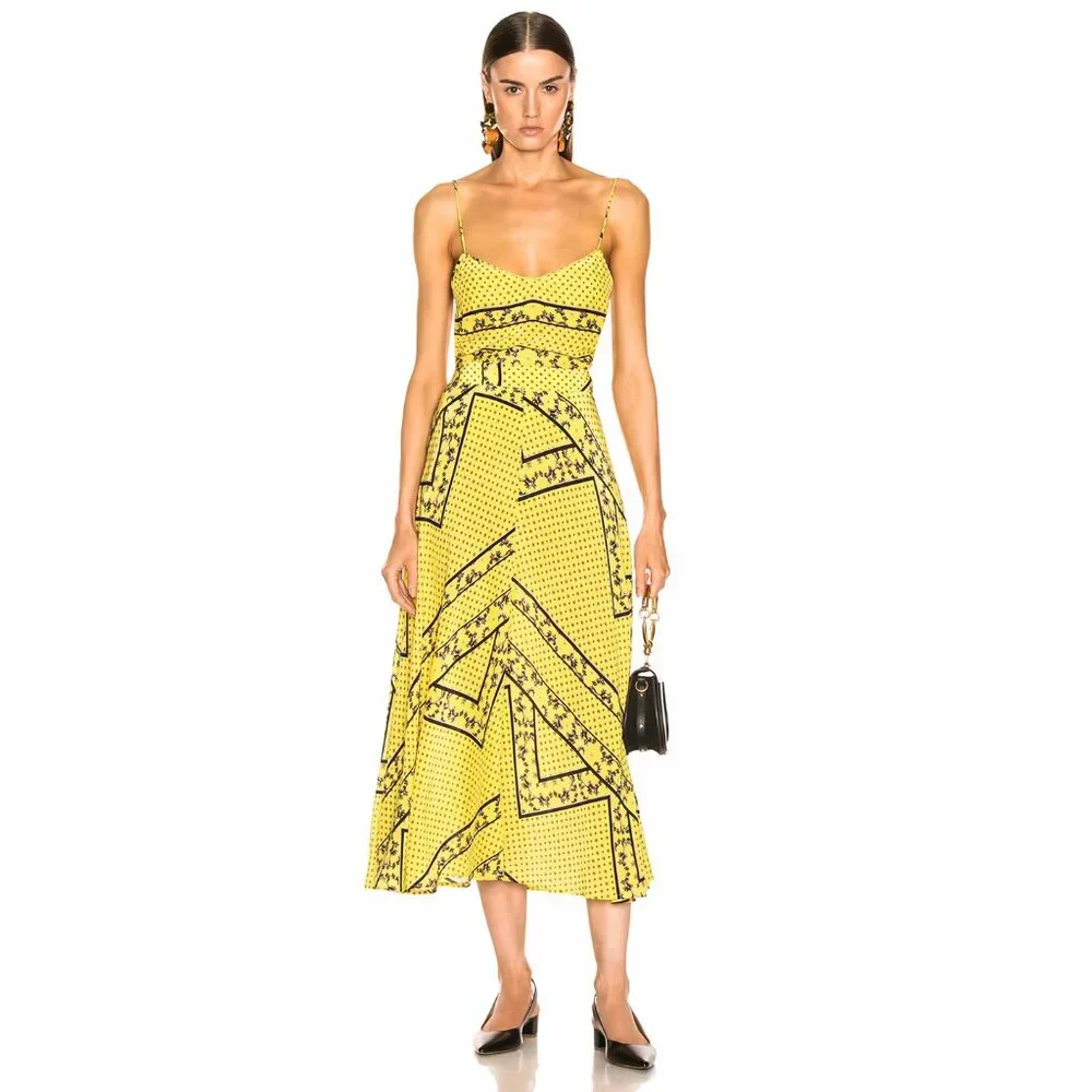 Ganni Silk Mix Maxi Skirt in Minion Yellow ASO Emily in Paris